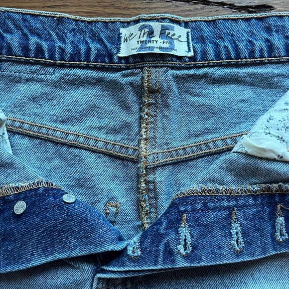 WE THE FREE Brea Cut Off Denim Mini Skirt Mile High Blue - Picture 5 of 7